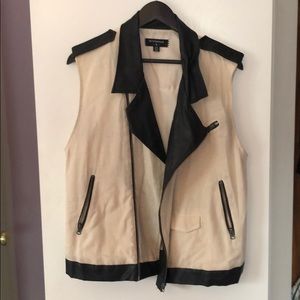 By corpus over sized Moto vest with leather detail